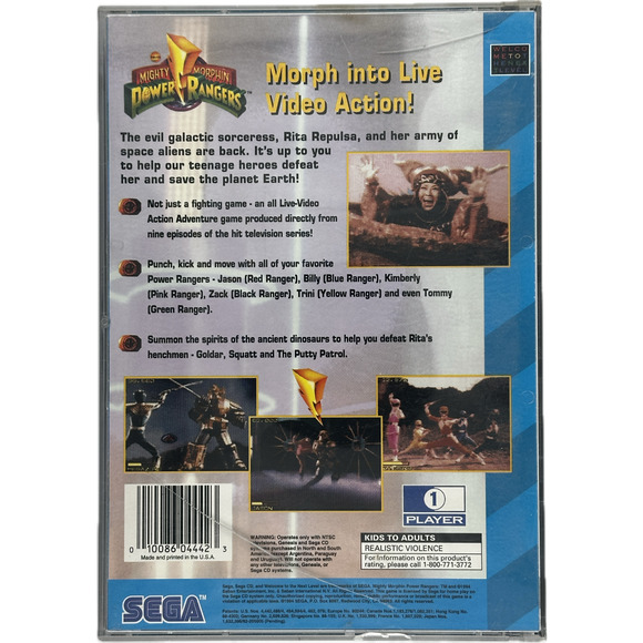 Mighty Morphin Power Rangers Sega CD 1995 CIB w Registration Card - Picture 2 of 16